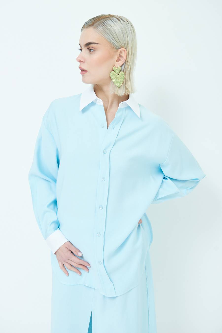 Kikisix CAMICIA COLLETTO B.CO CELESTE Soddisfazione Garantita