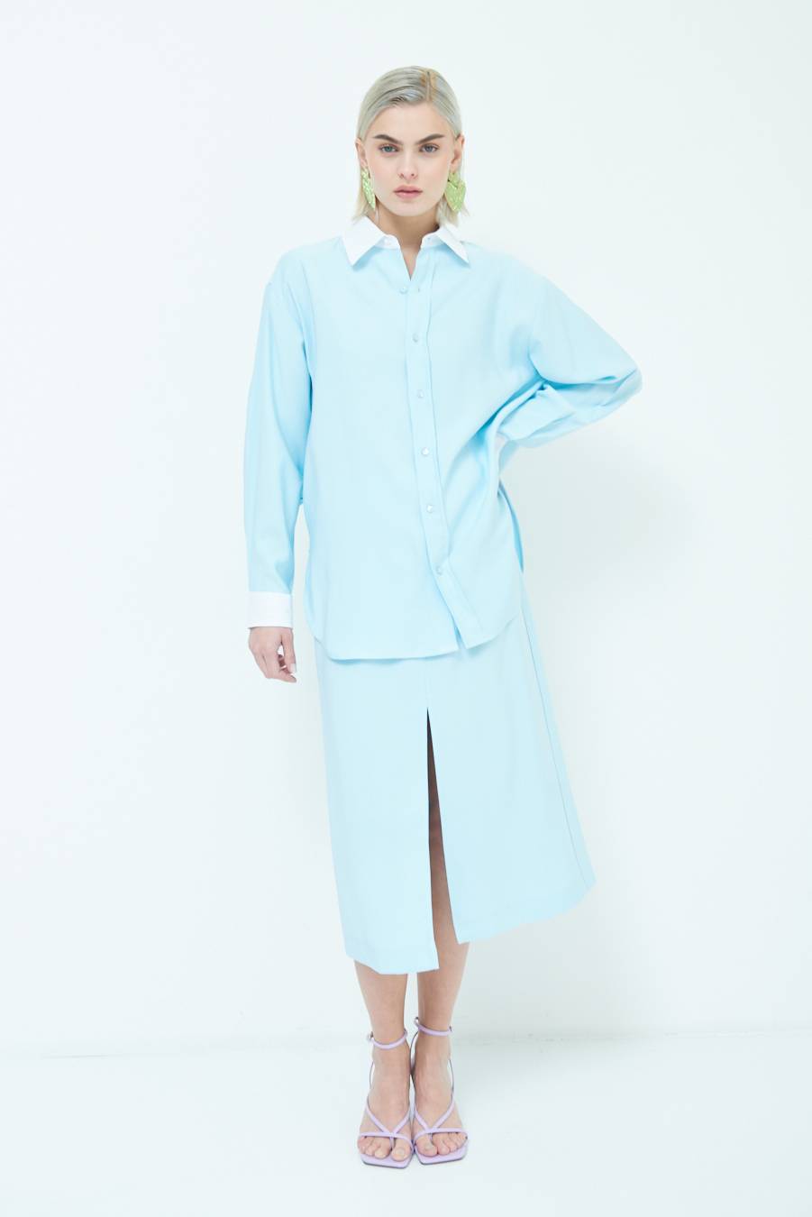 Kikisix CAMICIA COLLETTO B.CO CELESTE Soddisfazione Garantita