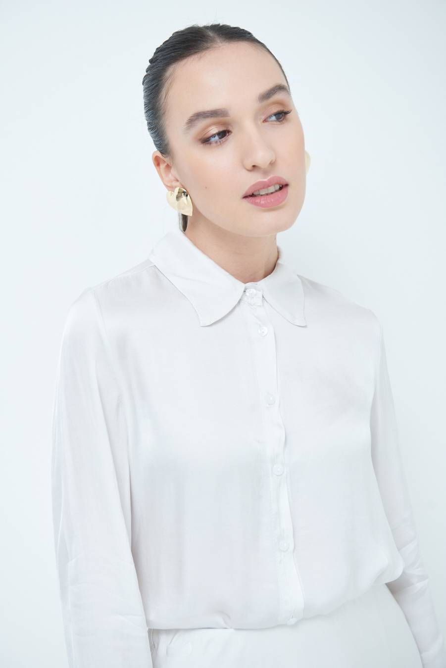 Kikisix CAMICIA RASO VISCOSA BEIGE Consegna Veloce