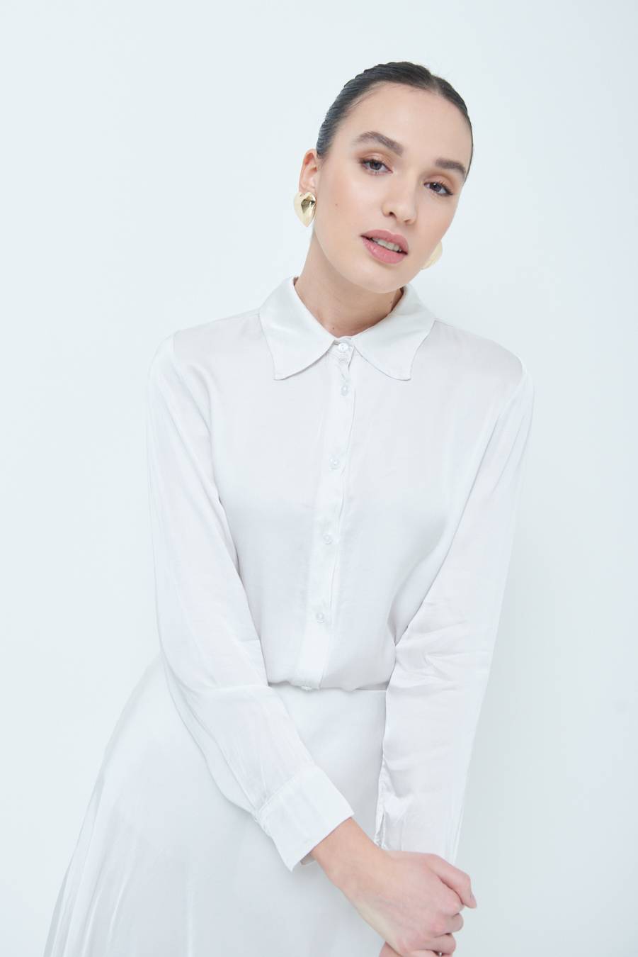 Kikisix CAMICIA RASO VISCOSA BEIGE Consegna Veloce