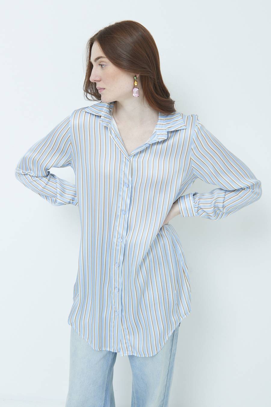 Kikisix CAMICIA LUNGA RIG. CELESTE Prezzo Ridotto