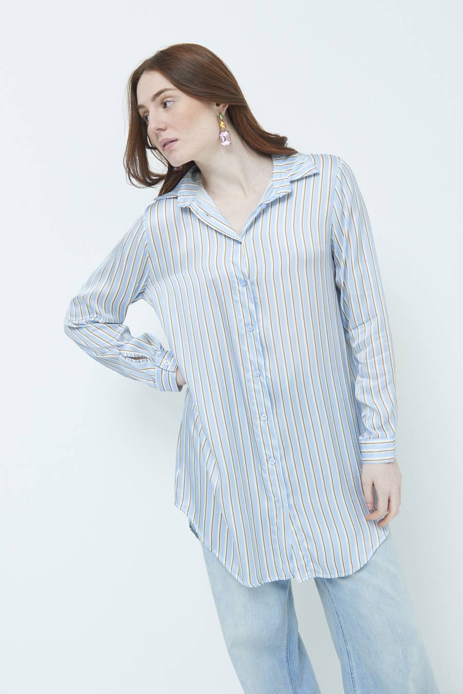 Kikisix CAMICIA LUNGA RIG. CELESTE Prezzo Ridotto