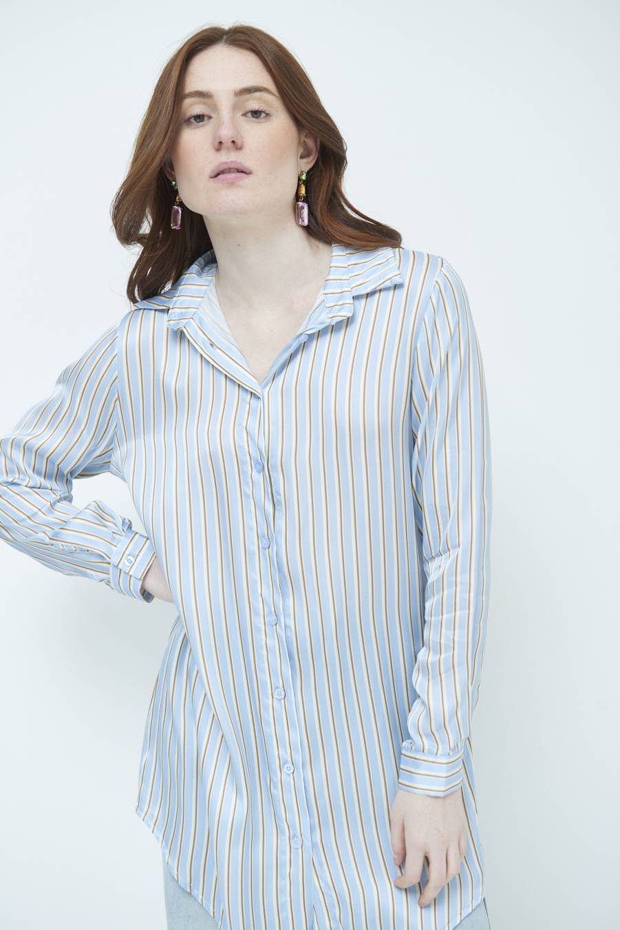 Kikisix CAMICIA LUNGA RIG. CELESTE Prezzo Ridotto
