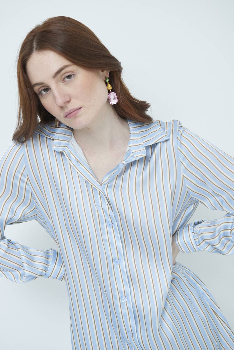 Kikisix CAMICIA LUNGA RIG. CELESTE Prezzo Ridotto