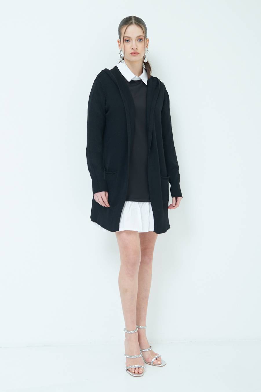 Kikisix CARDIGAN CON DUE TASCHE NERO Outlet