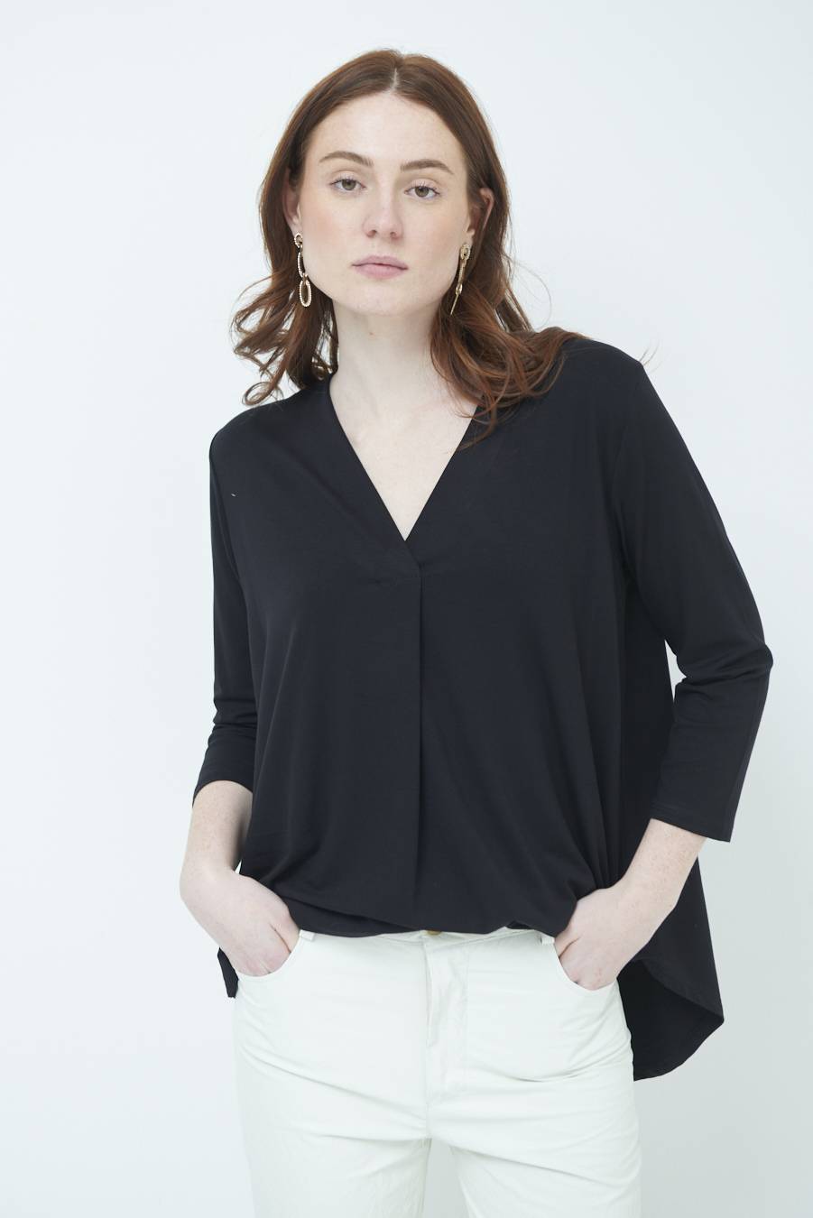Kikisix MAGLIA V PIEG. DAVANTI NERO Vendite Flash