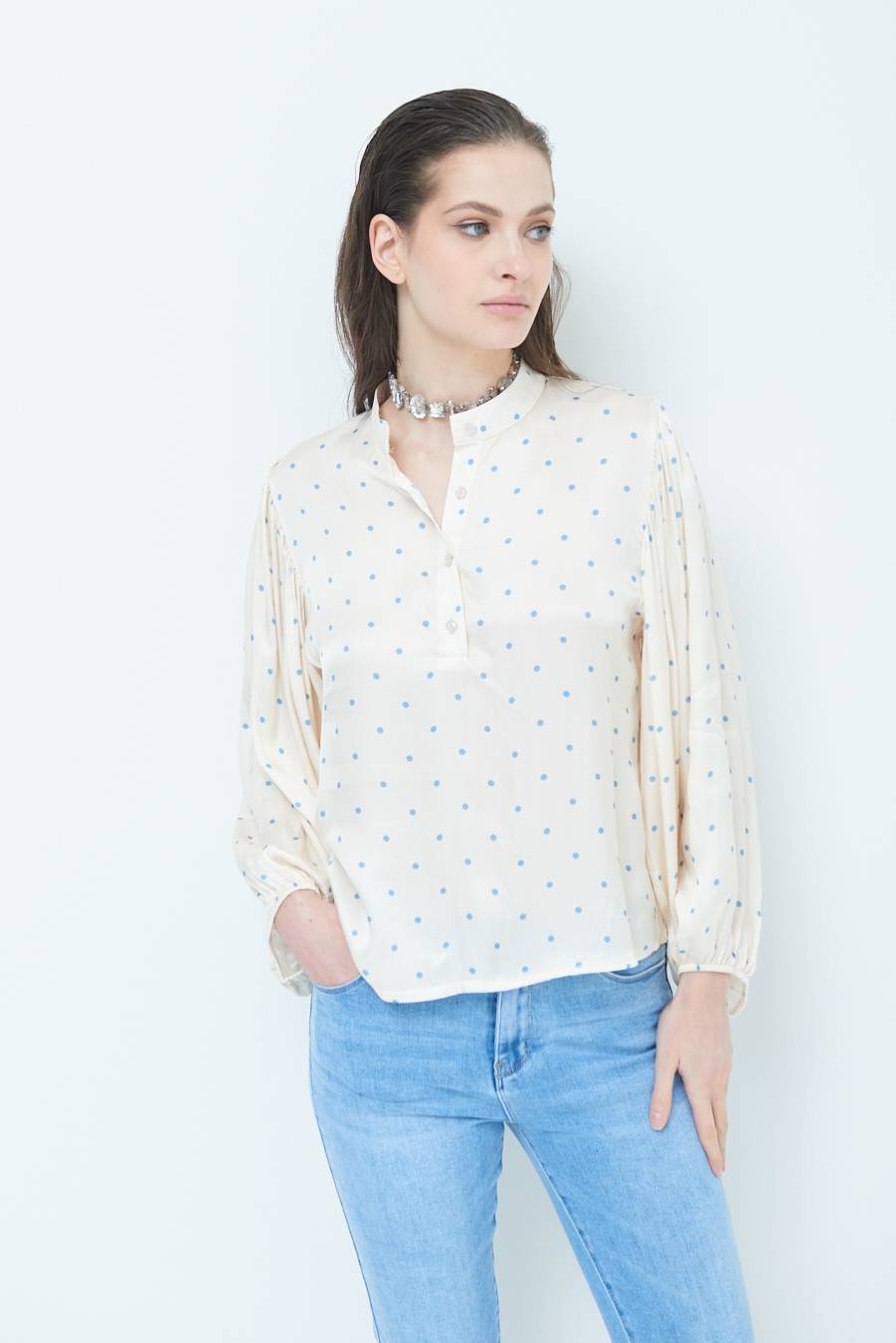 Kikisix CASACCA POIS RASO AZZURRO Italy