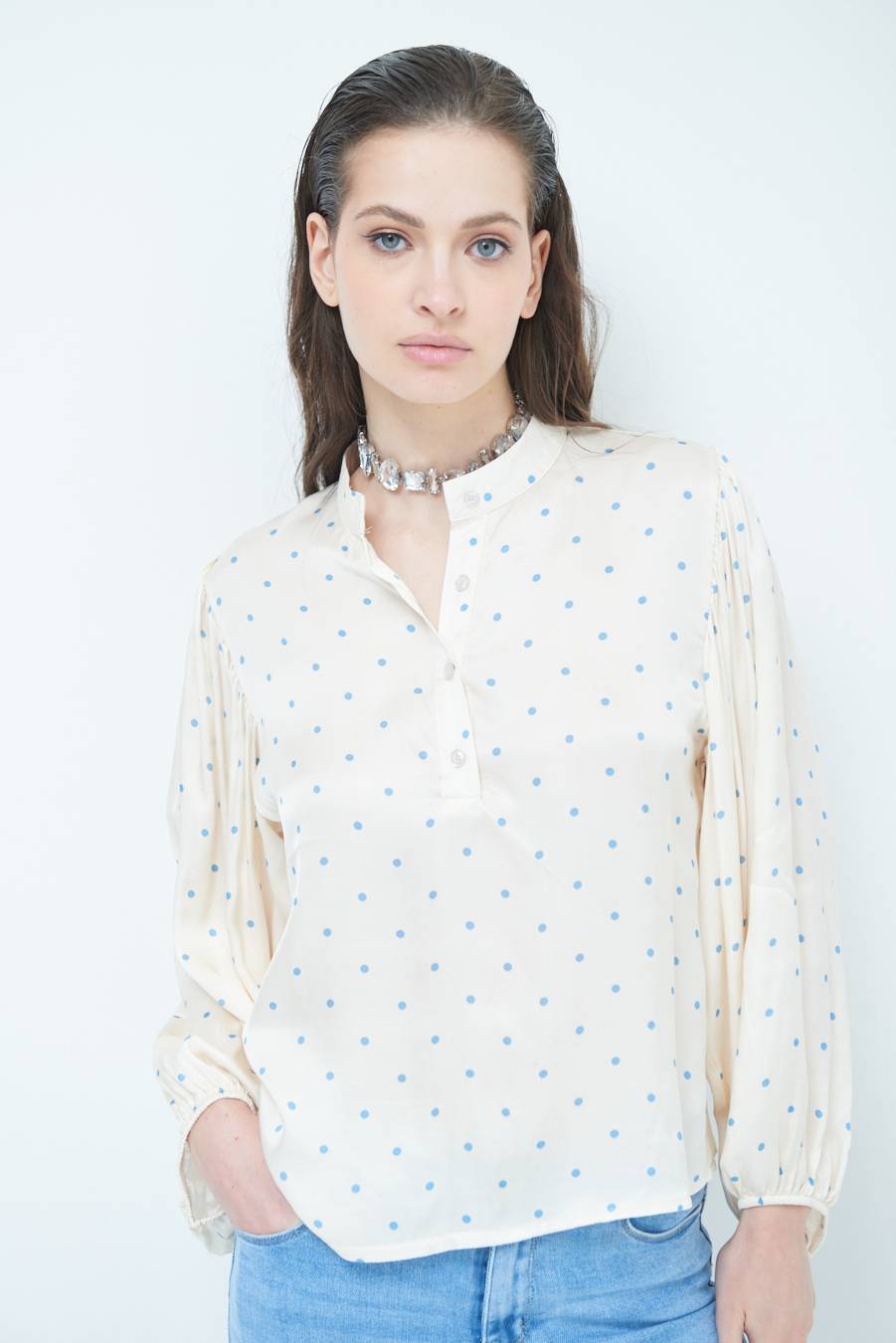 Kikisix CASACCA POIS RASO AZZURRO Italy