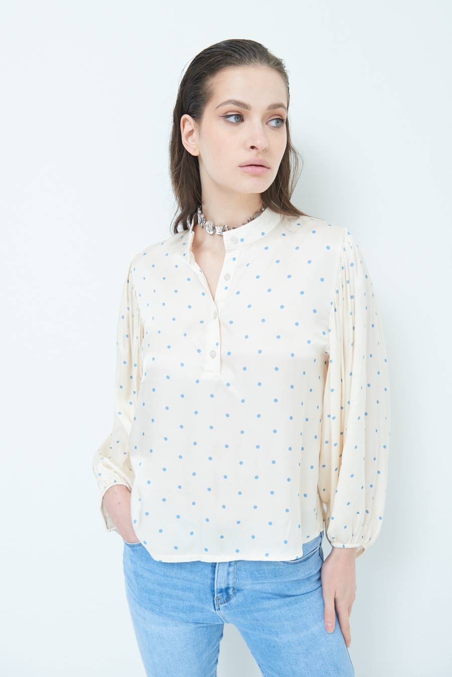 Kikisix CASACCA POIS RASO AZZURRO Italy