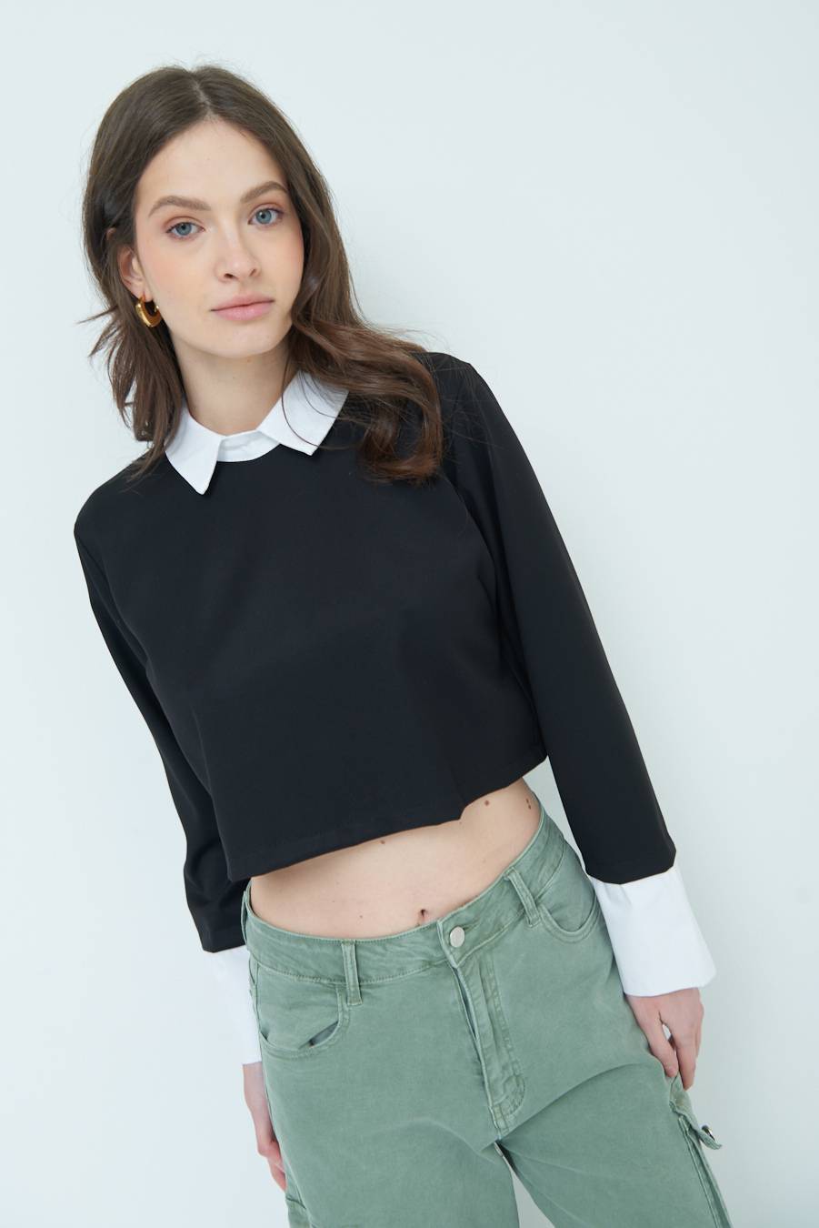 Kikisix CASACCA FINTA CAMICIA BIANCO/NERO Pezzi Unici