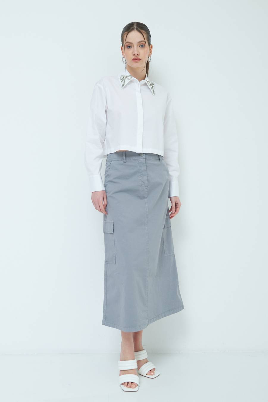 Kikisix GONNA CON TASCONI GRIGIO Outlet