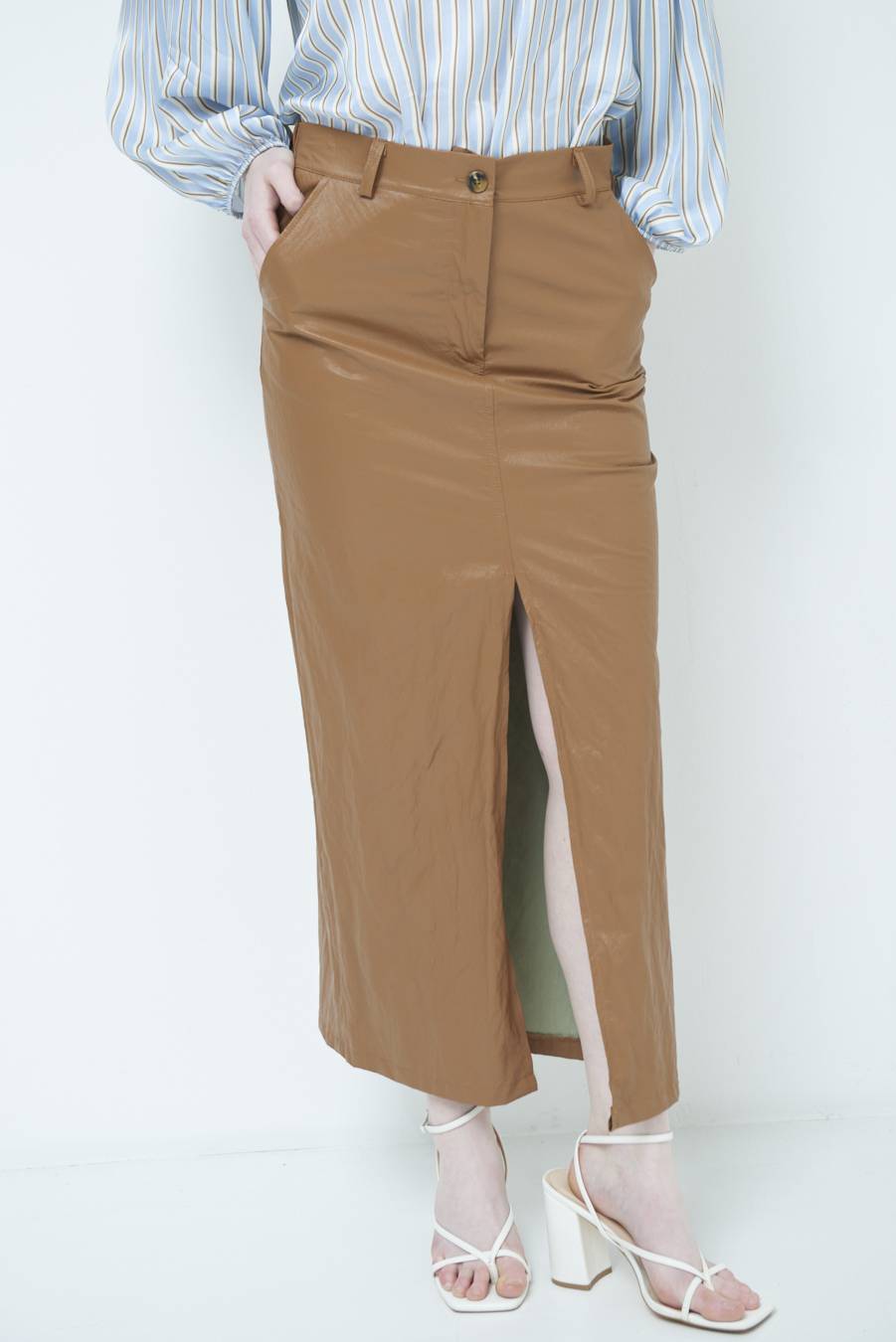 Kikisix GONNA ECOPELLE STROPICCIATA BEIGE 2025