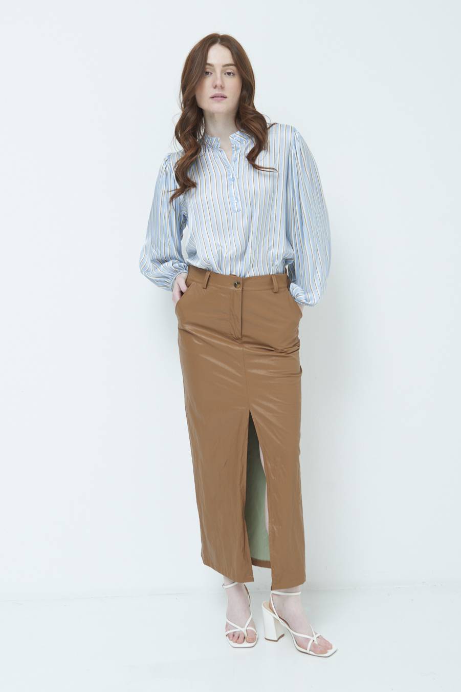 Kikisix GONNA ECOPELLE STROPICCIATA BEIGE 2025