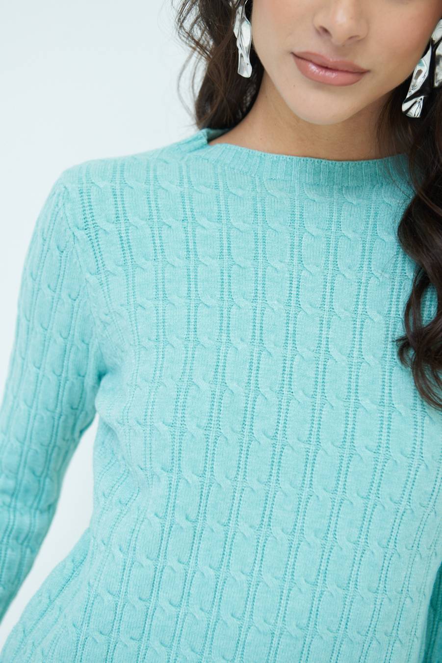 Kikisix MAGLIA PARICOLLO DISEGNO TRECCIA MENTA Italy