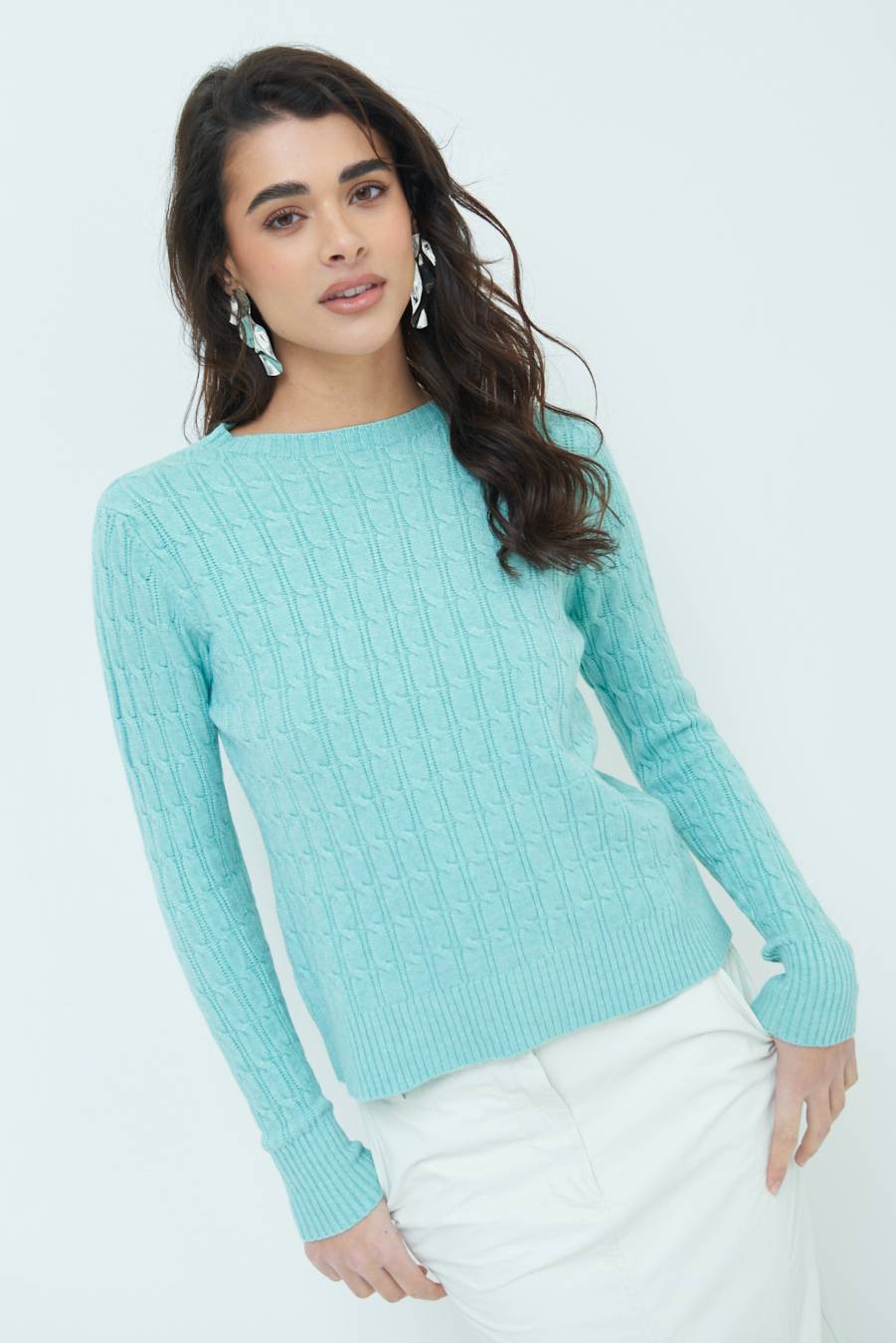 Kikisix MAGLIA PARICOLLO DISEGNO TRECCIA MENTA Italy