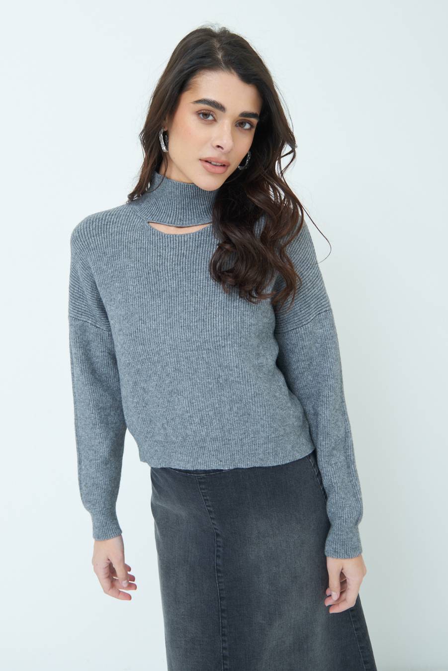Kikisix MAGLIA COSTINA BUCO DAV. GRIGIO In Linea