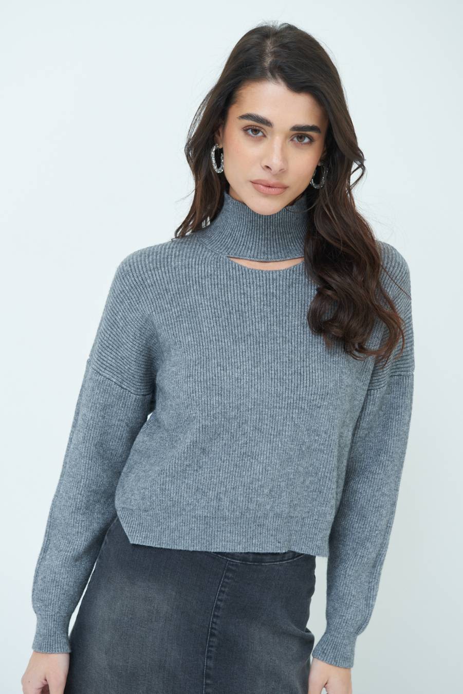 Kikisix MAGLIA COSTINA BUCO DAV. GRIGIO In Linea