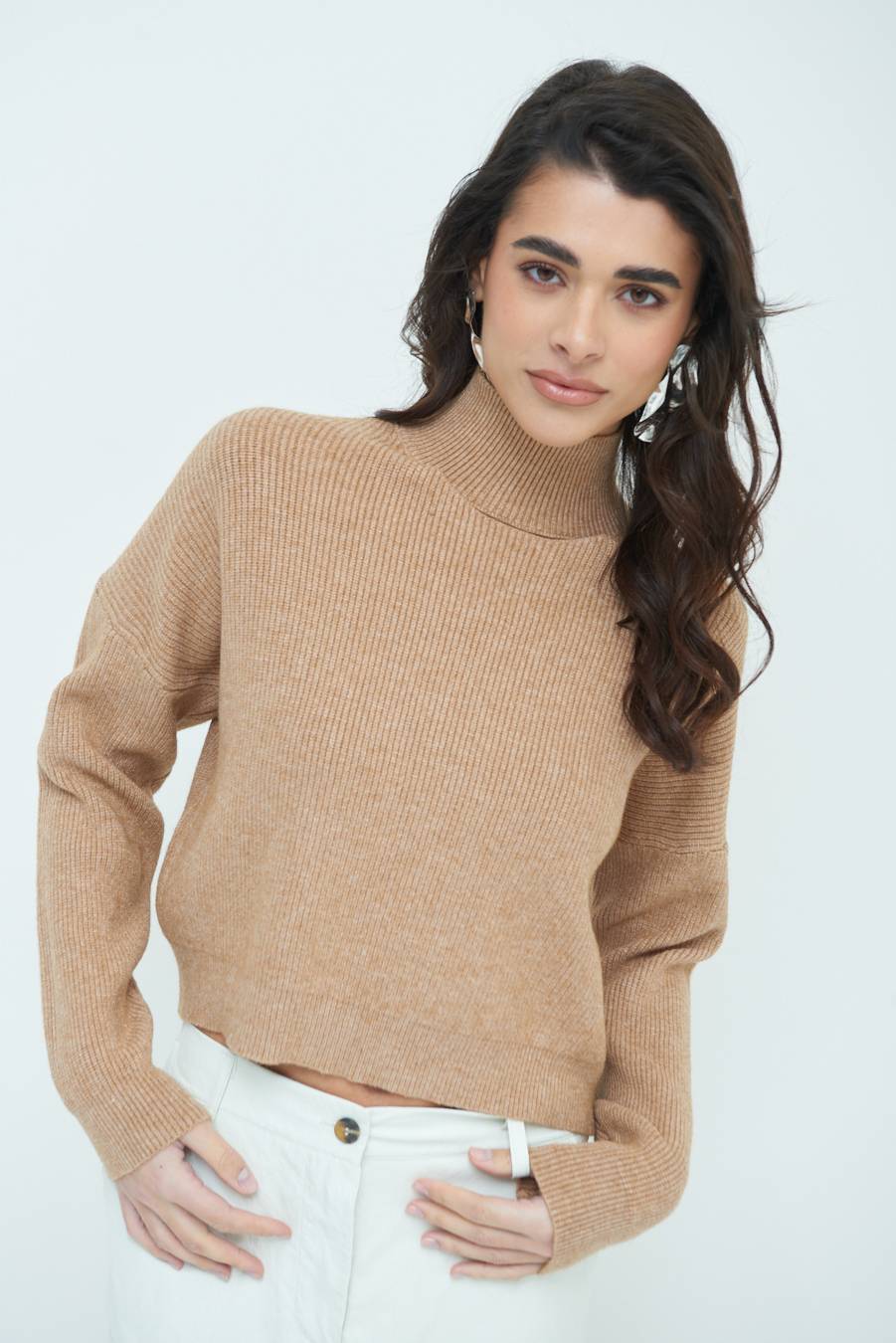 Kikisix MAGLIA COSTINA BUCO DAV. CAMMELLO Nuovo