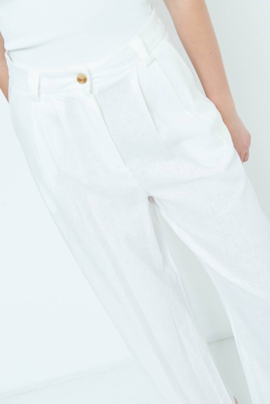 Kikisix PANTA PALAZZO CON PINCE BIANCO Spedizione Gratuita