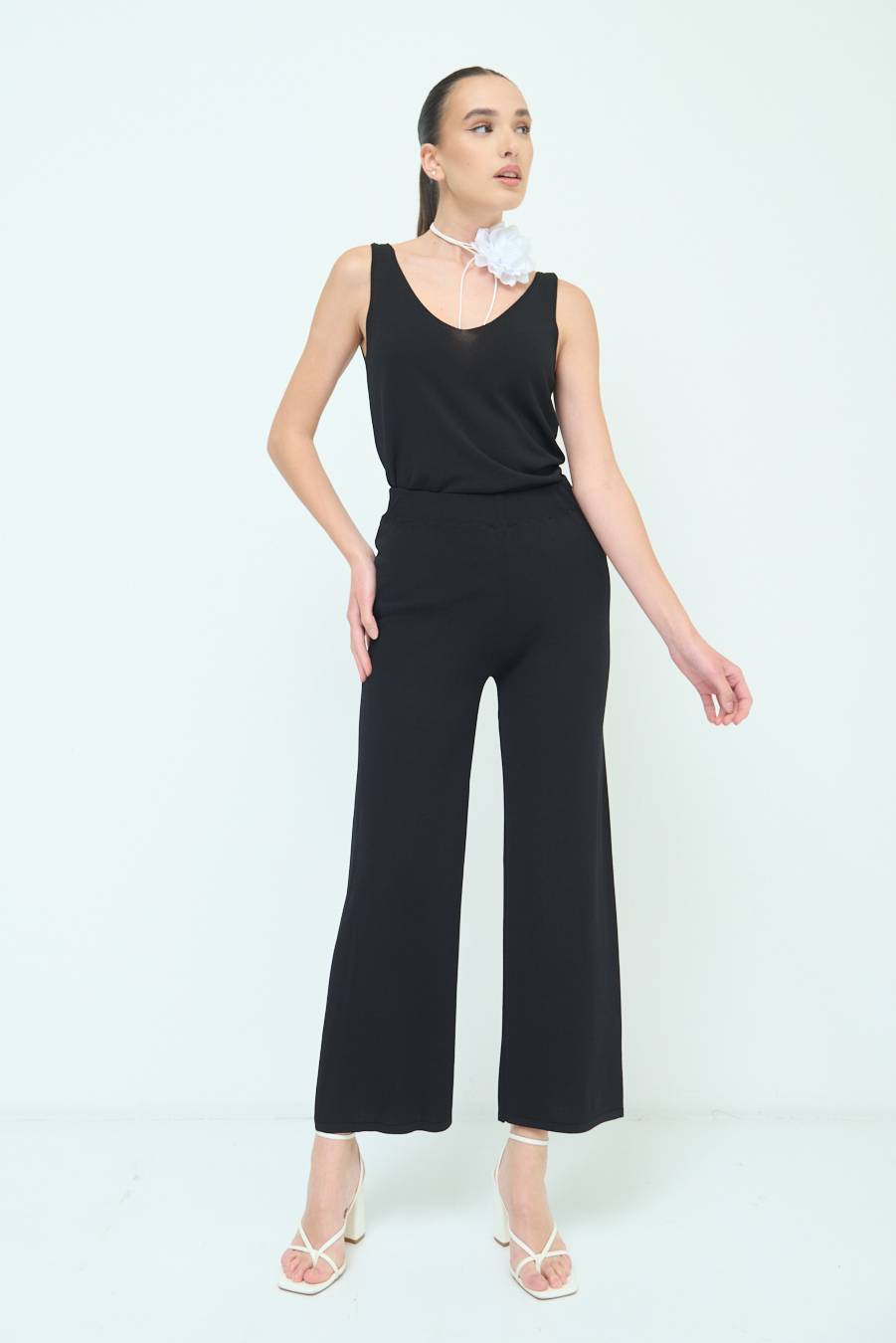 Kikisix PANTALONE PALAZZO MAGLIERIA NERO Online