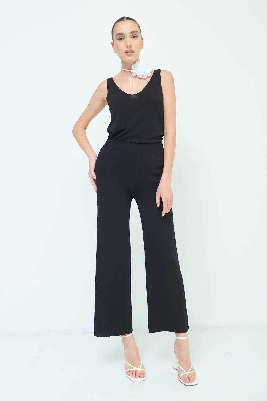 Kikisix PANTALONE PALAZZO MAGLIERIA NERO Online