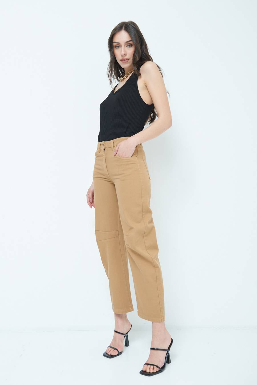 Kikisix PANTALONE LINEA UOVO CAMMELLO Saldi Di Fabbrica