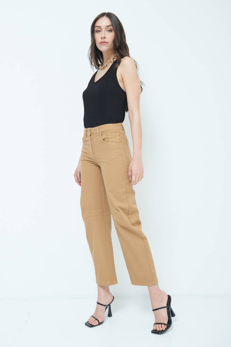 Kikisix PANTALONE LINEA UOVO CAMMELLO Saldi Di Fabbrica