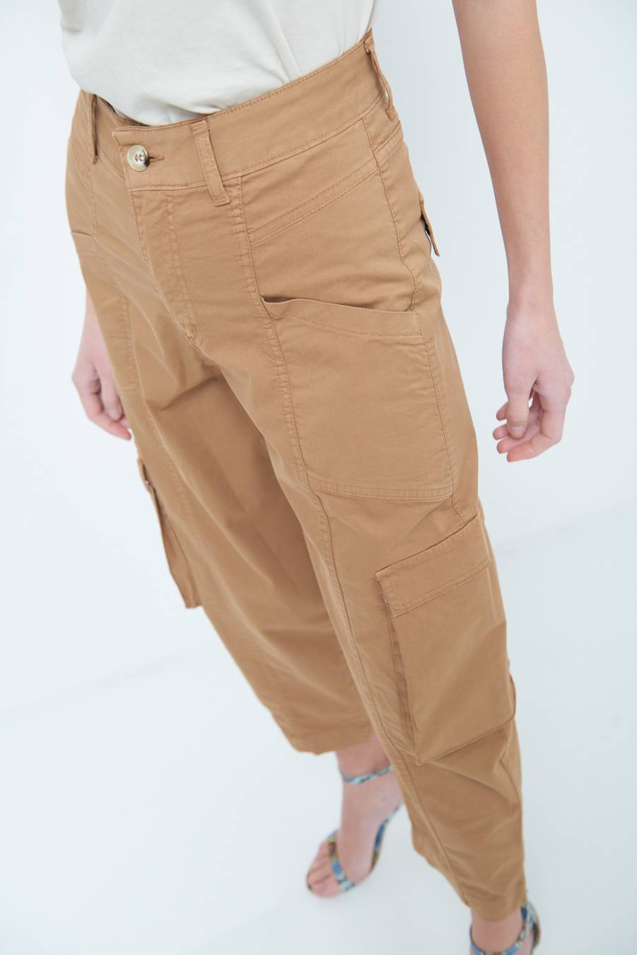 Kikisix PANTALONE TASCONI BEIGE Nuovo