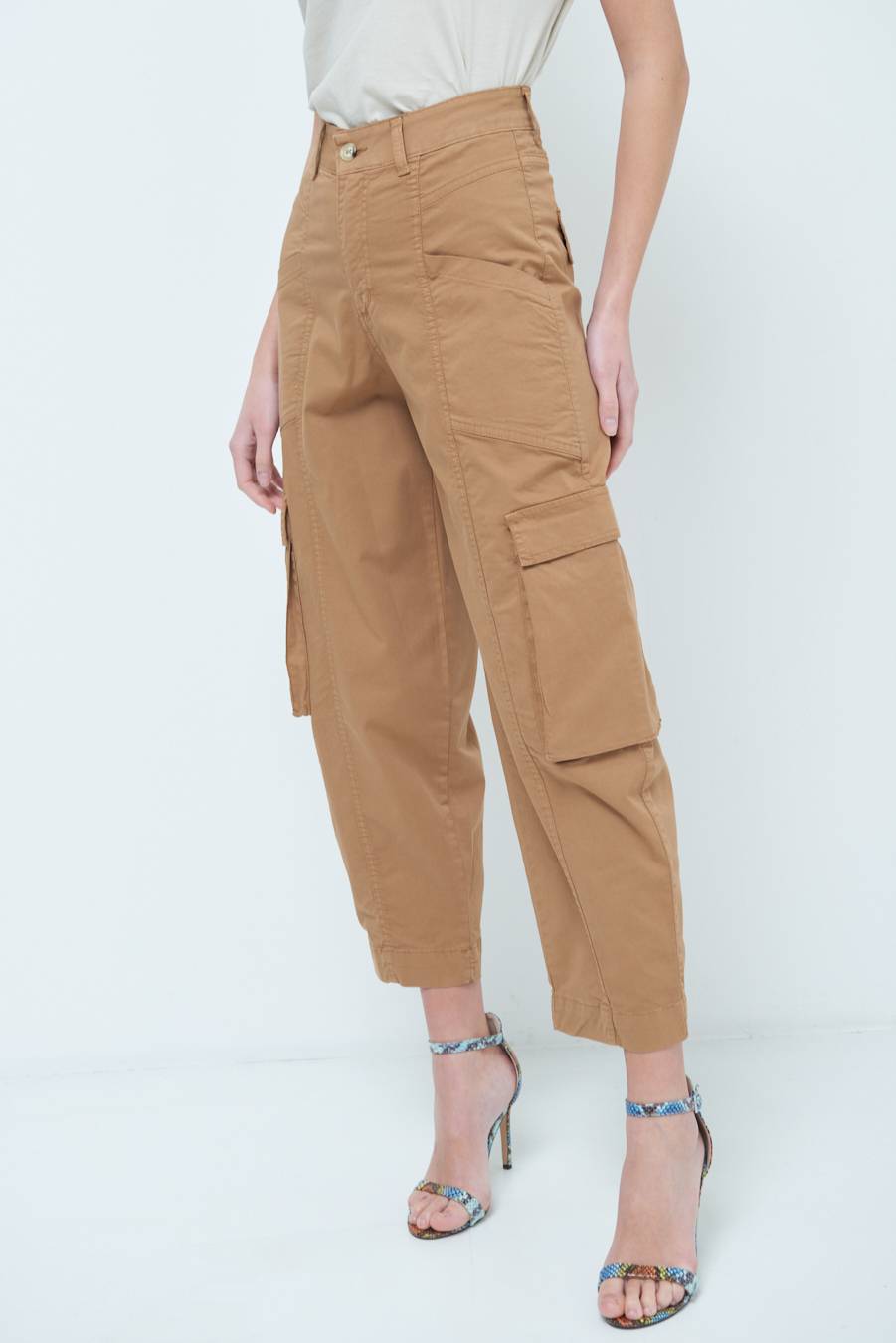 Kikisix PANTALONE TASCONI BEIGE Nuovo