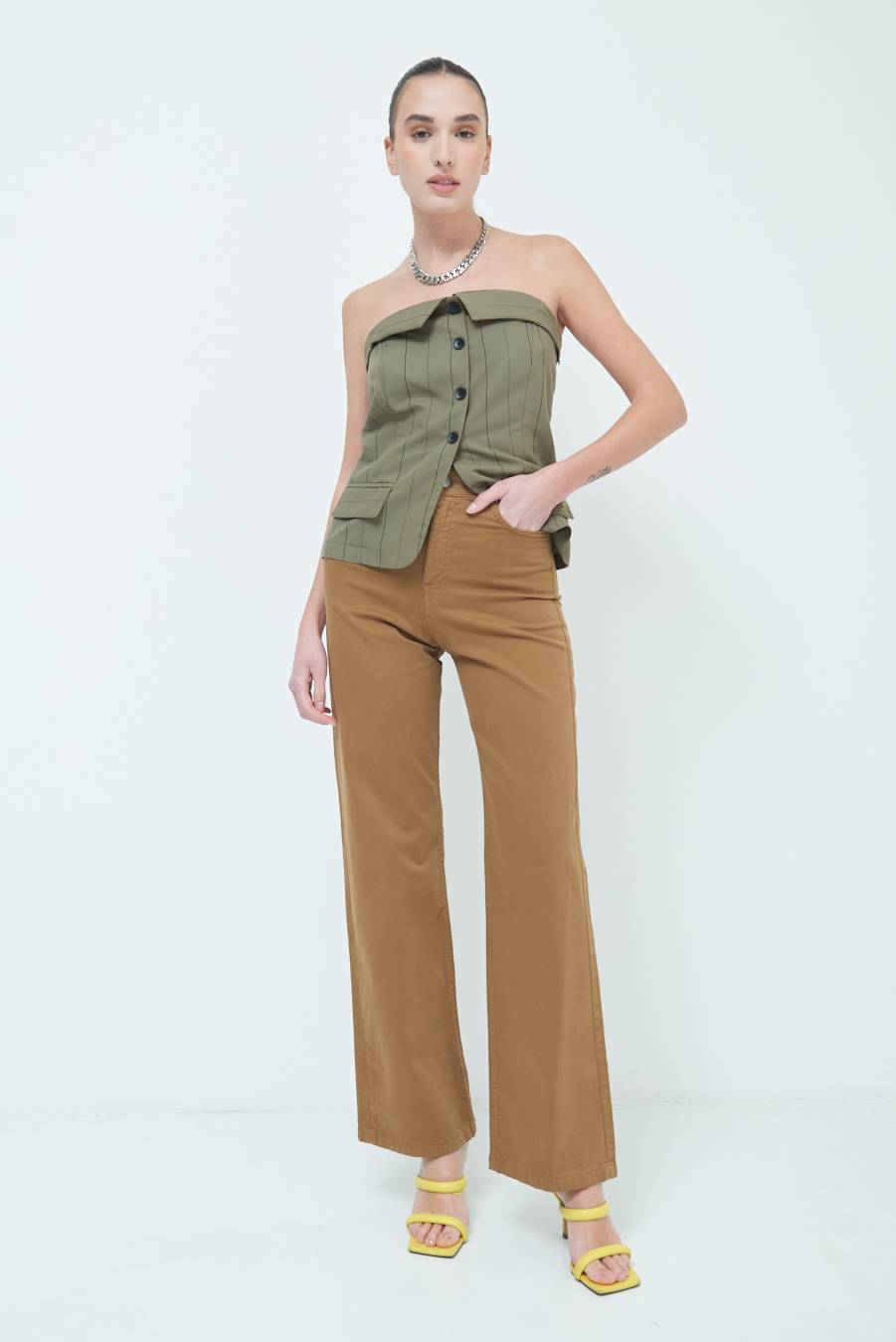 Kikisix PANTALONE PALAZZO BEIGE Consegna Veloce