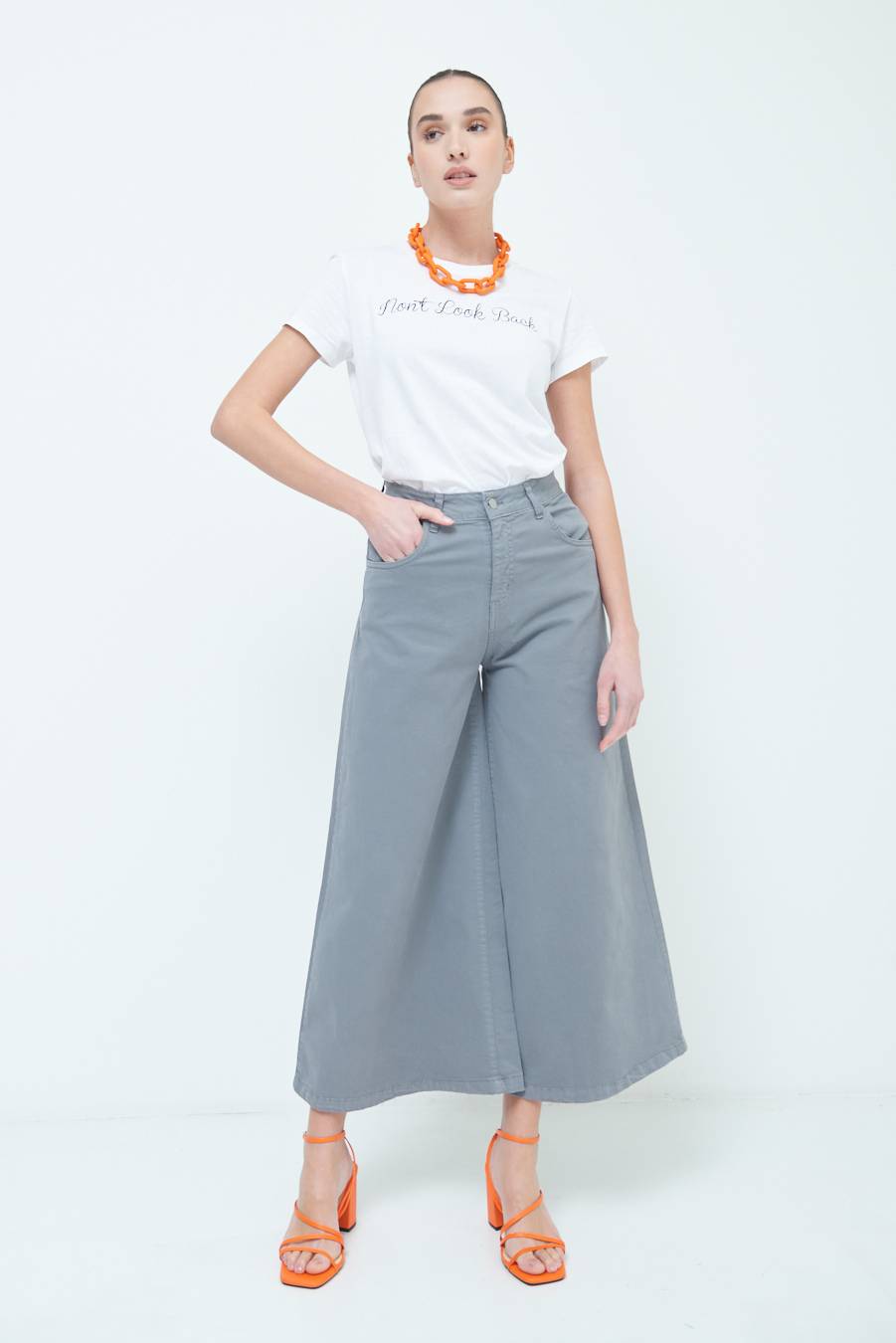 Kikisix PANTALONE/GONNA GABARDINA GRIGIO Promozione Limitata