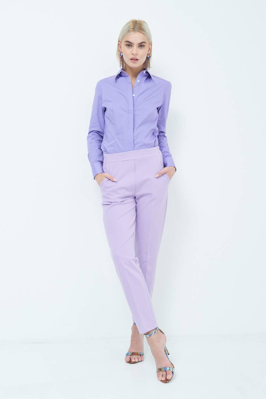 Kikisix PANTALONE SIGARETTA LILLA Affare Del Giorno