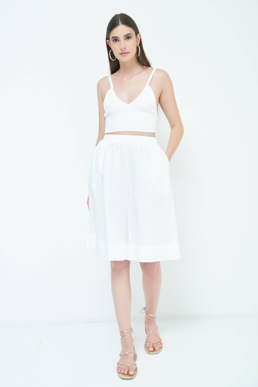Kikisix PANTALONE CROP CON RISVOLTO BURRO Sconto