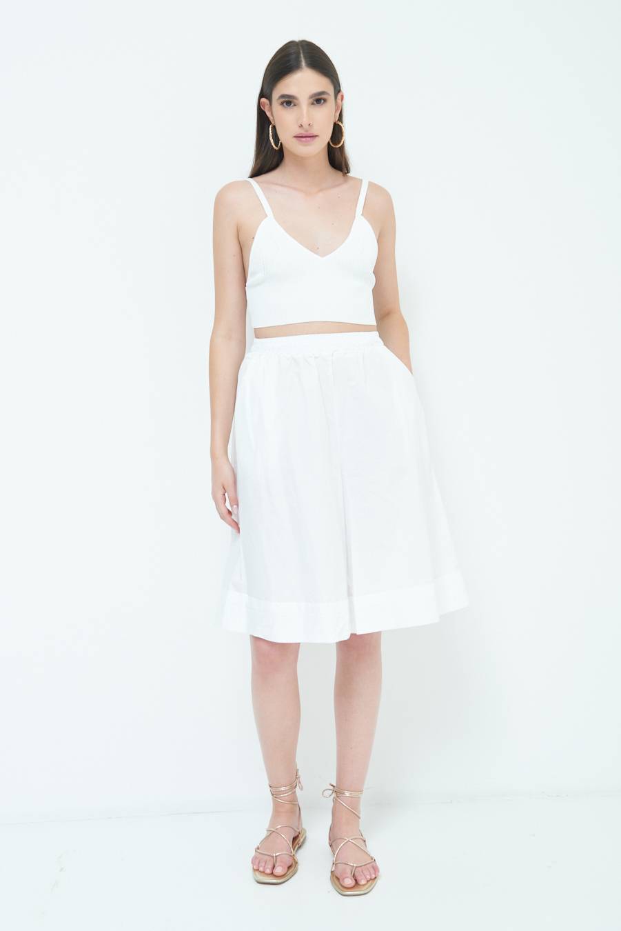 Kikisix PANTALONE CROP CON RISVOLTO BURRO Sconto
