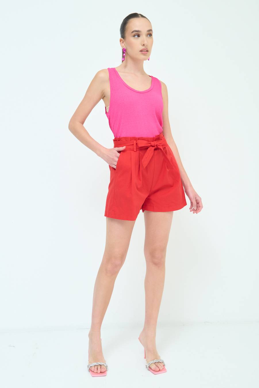 Kikisix SHORT CON CINTURA FASCIA ROSSO Online