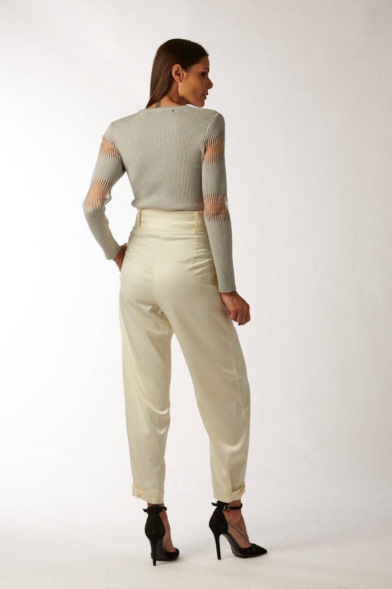 La Kore CITTA DEL CAPO pleate pants with bottom belt Italy