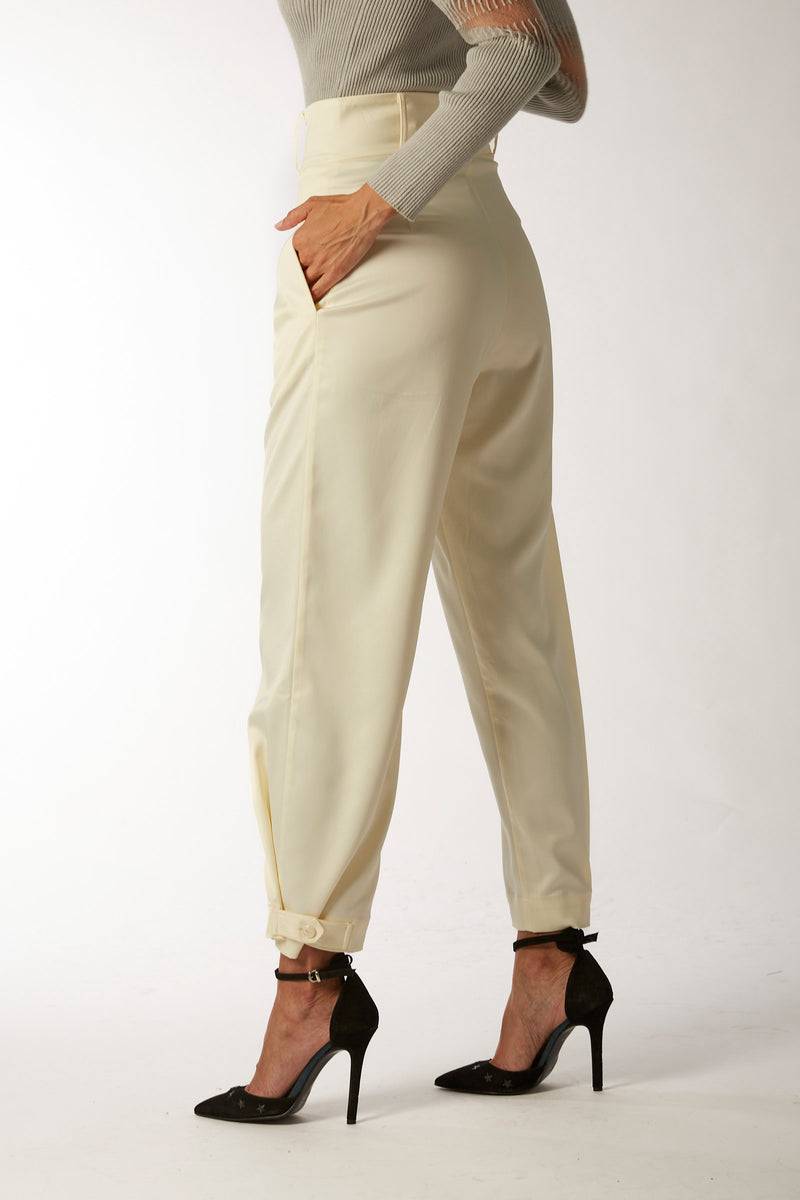 La Kore CITTA DEL CAPO pleate pants with bottom belt Italy