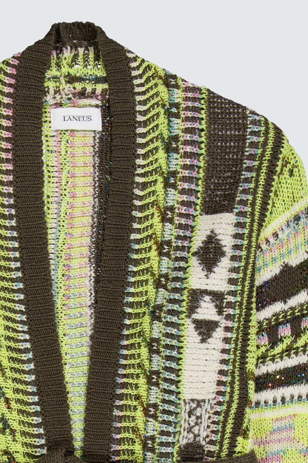 Laneus Laneus military green icon jacquard cardigan 2025