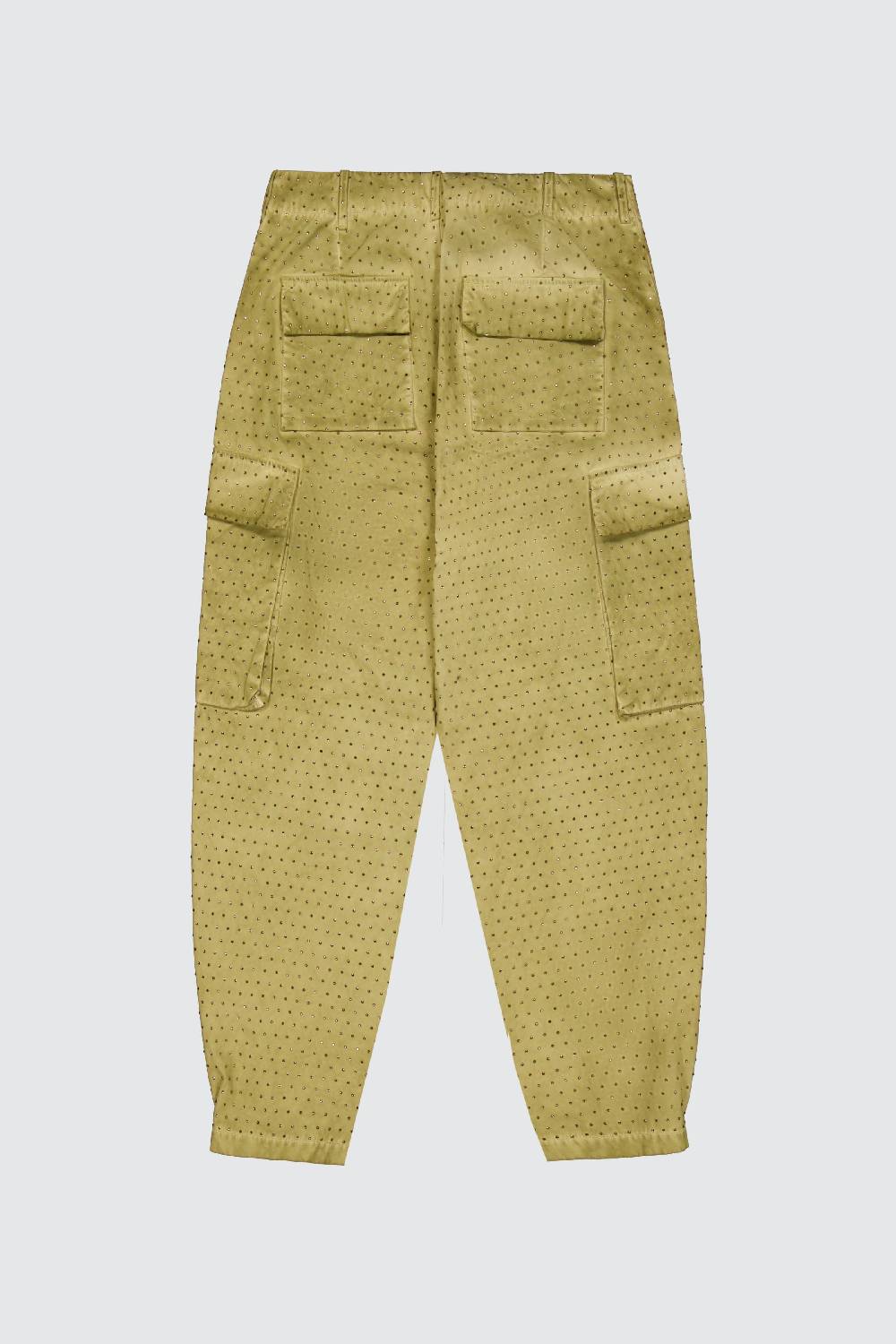 Laneus Laneus pantaloni multitasche military green con strass effetto washed Promozione