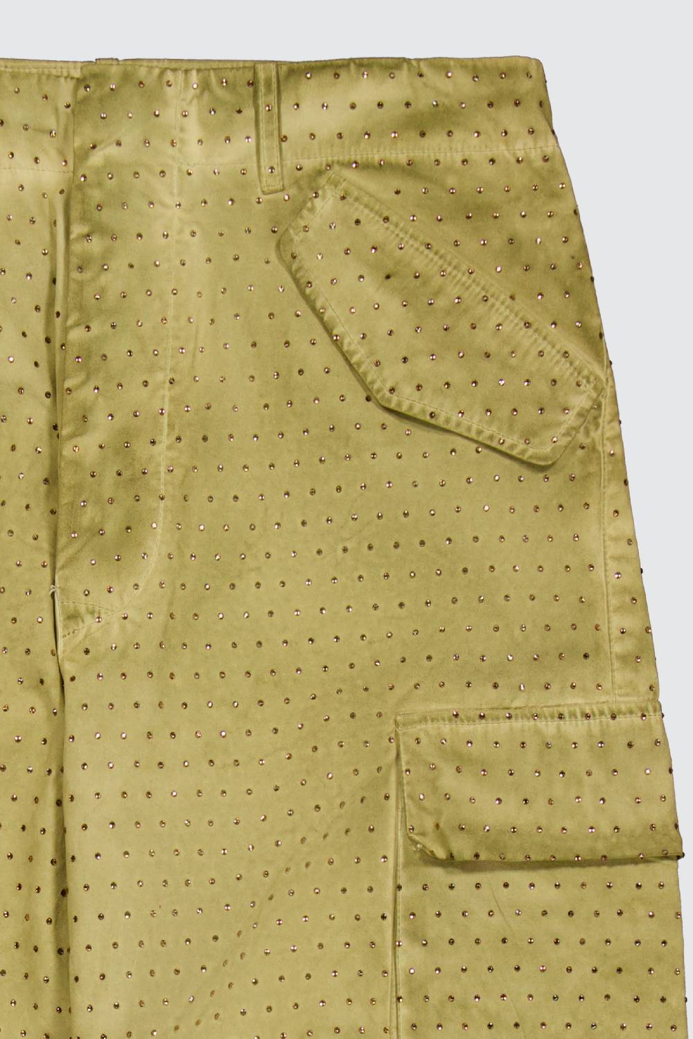 Laneus Laneus pantaloni multitasche military green con strass effetto washed Promozione