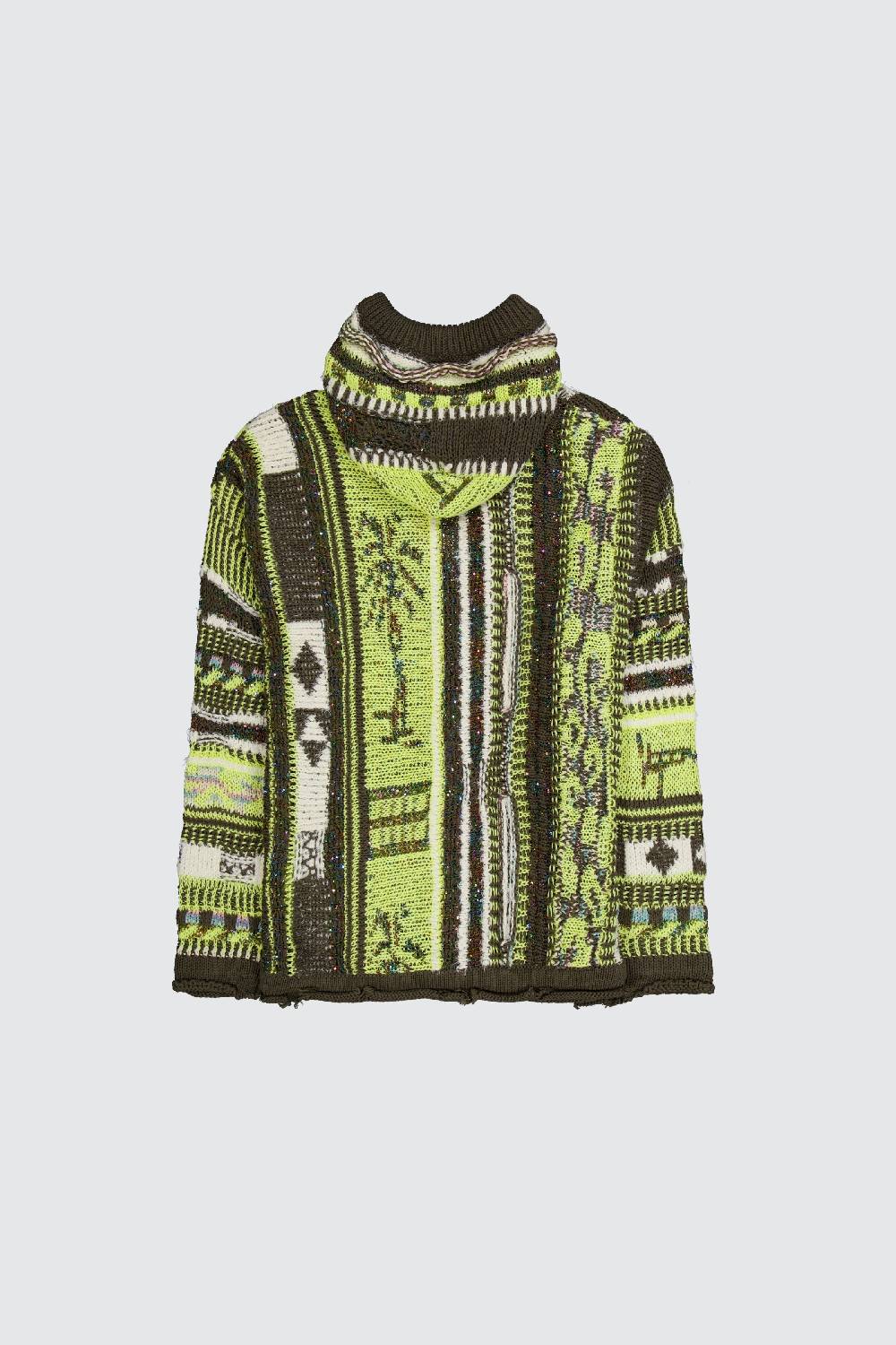 Laneus Laneus multicolor military green jacquard hoodie Soddisfazione Garantita