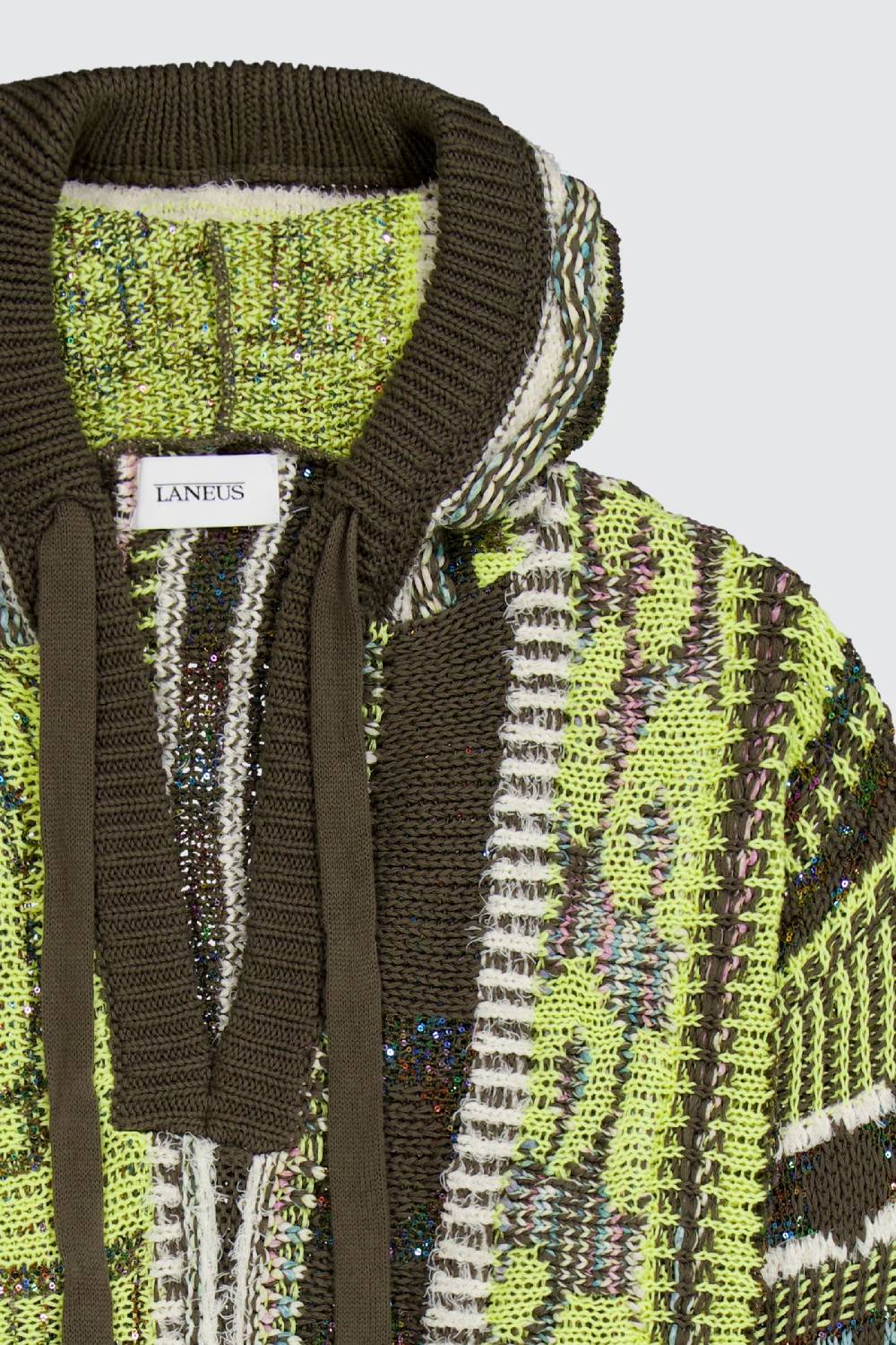 Laneus Laneus multicolor military green jacquard hoodie Soddisfazione Garantita