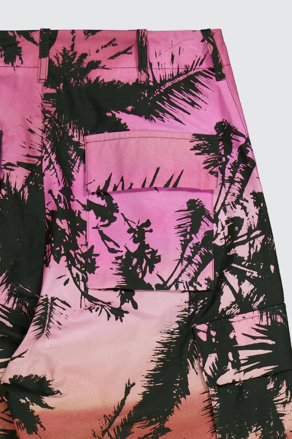 Laneus Laneus pantaloni multitasche palm print allover Promozione Limitata