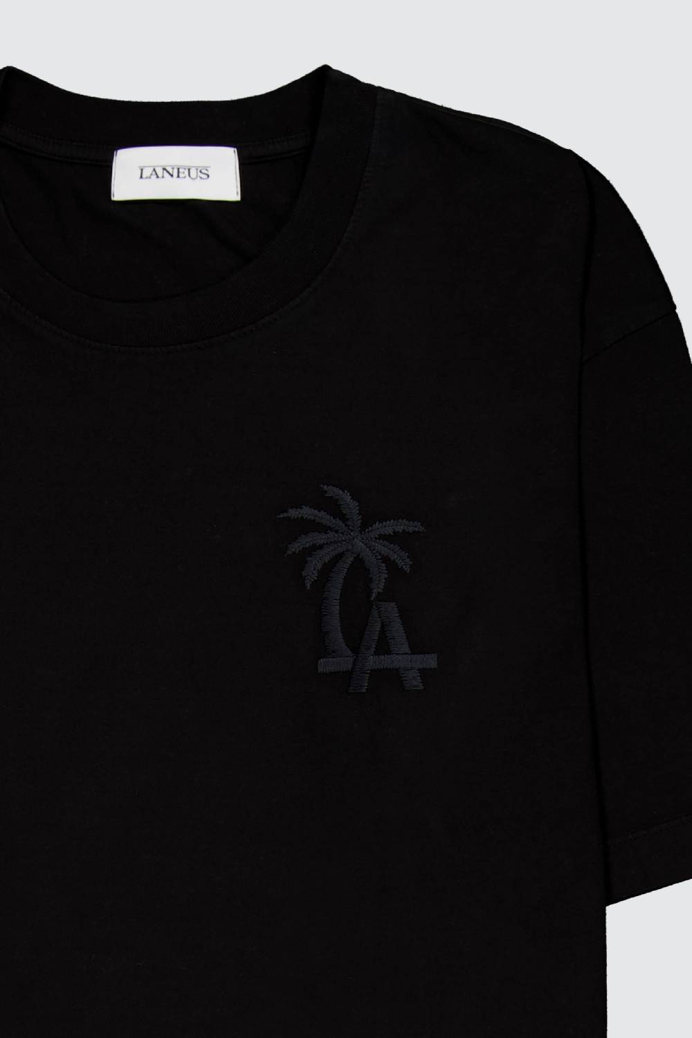 Laneus Laneus black t-shirt palm printed logo Sottocosto