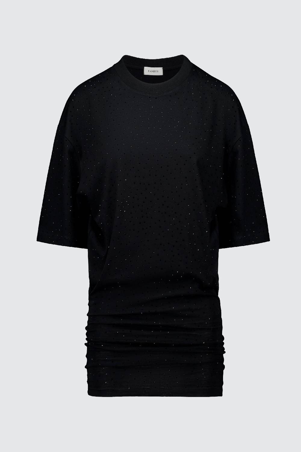 Laneus Laneus mini abito drappeggiato black con strass