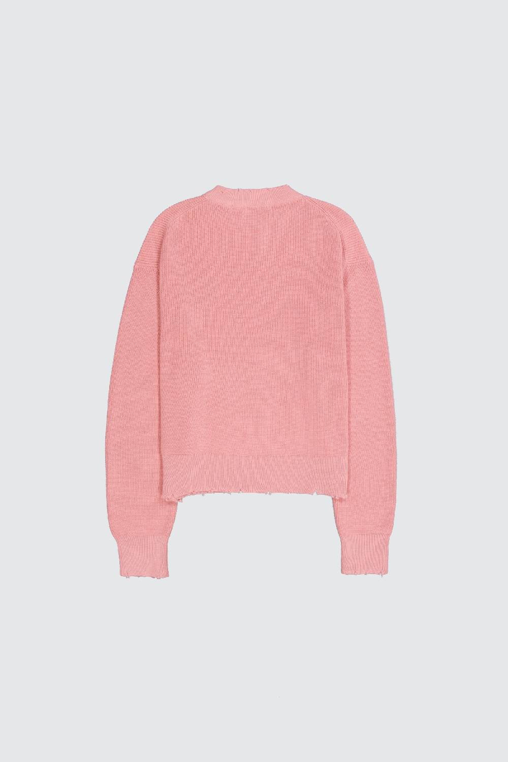 Laneus Laneus maglione pink cropped effetto destroyed Offerta