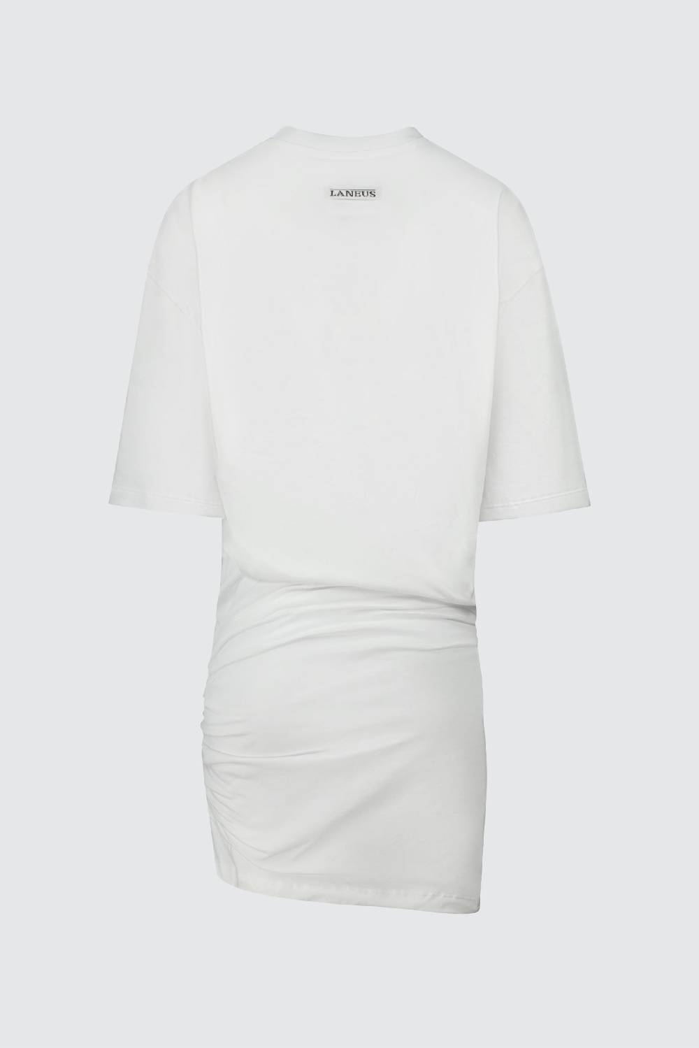 Laneus Laneus mini abito white con drappeggio asimmetrico Saldi