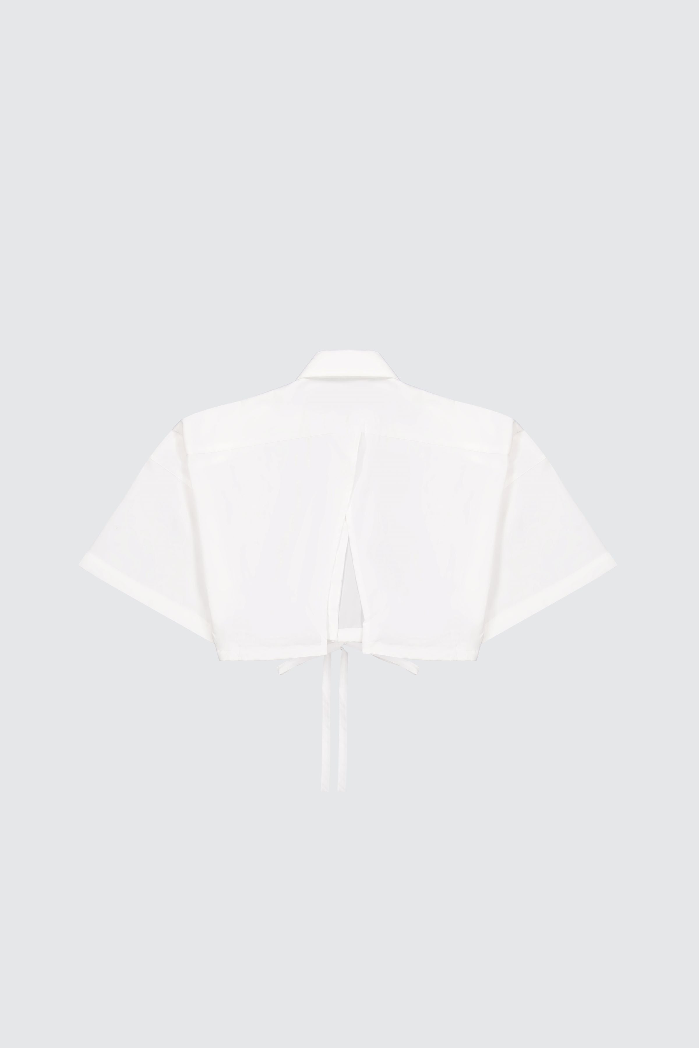 Laneus Laneus camicia cropped white con bottoni logati e coulisse regolabile Hotsell