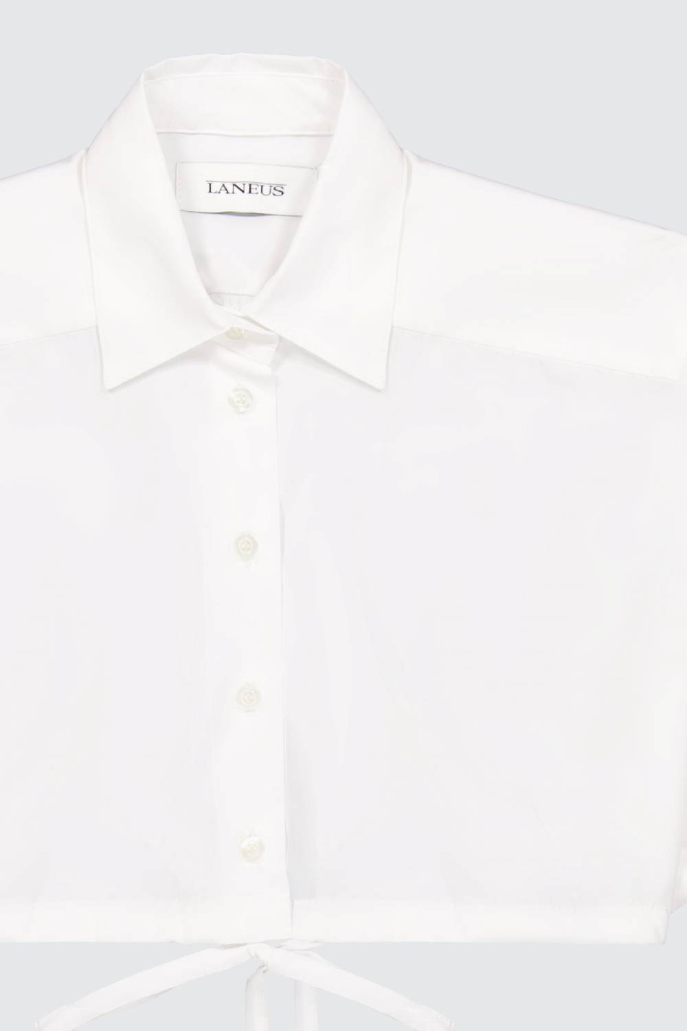 Laneus Laneus camicia cropped white con bottoni logati e coulisse regolabile Hotsell