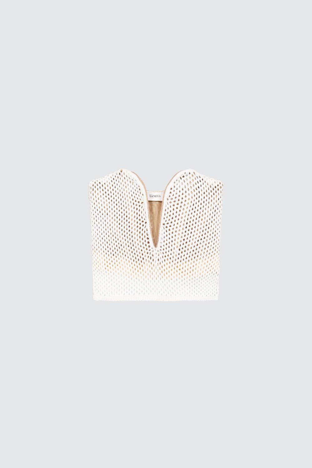 Laneus Laneus top milk in mesh con scollo a cuore Vendita Calda